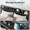 Bed Frame with Charging Station, PU Faux Leather Upholstered Platform Bed with Storage Headboard, Metal Slats, No Box Spring Needed - 4 of 4