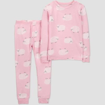 Image of Carter's Just One You®️ Toddler Girls' 2pc Comfy Soft Snug Fit Sheep Pajama Set - Pink 18M