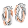 Black Bow Jewelry 14k White Gold & Rose Rhodium-Plated Braided Oval Hoop Earrings, 20mm - 2 of 4