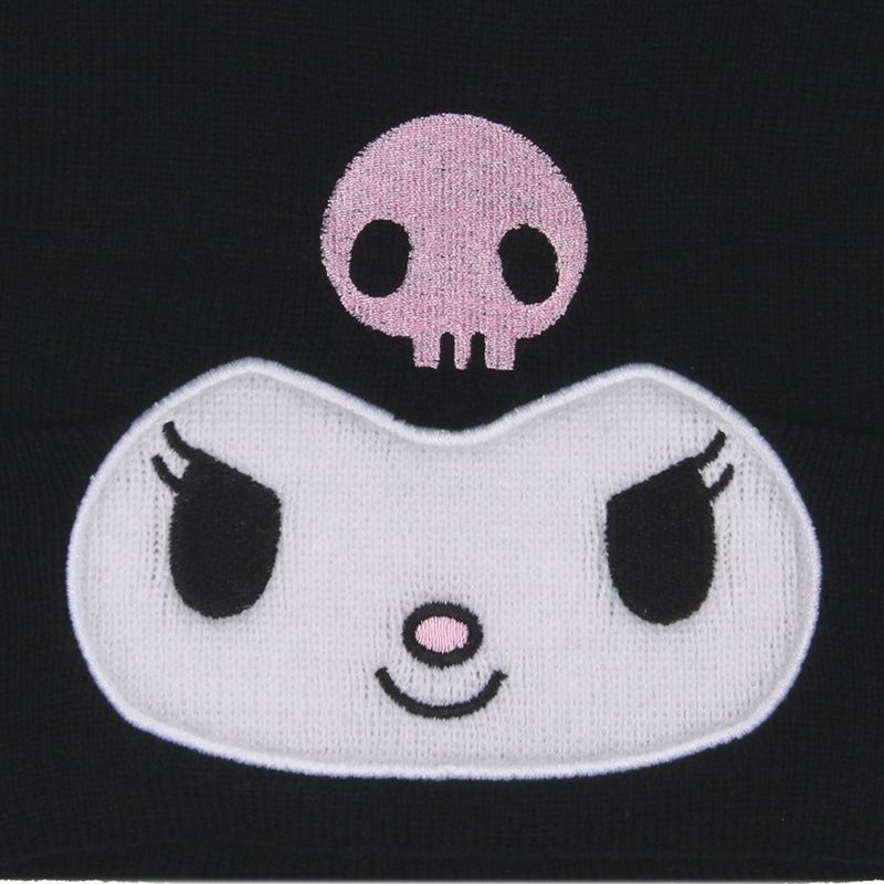 Sanrio Hello Kitty Kuromi Beanie Embroidered 3D Character Knit Beanie Hat Cap Black, 4 of 6
