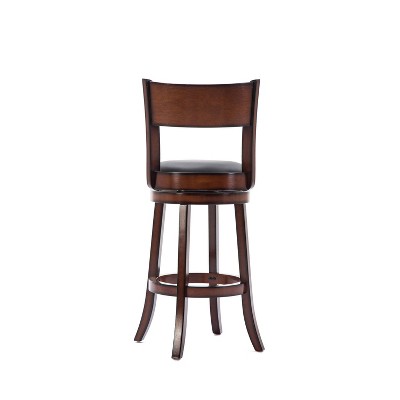 Palmetto 29" Brandy Brown Leather Swivel Counter Height Barstool