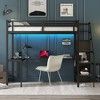 ALEXOUN Metal Loft Bed with L Shaped Desk and Wardrobe, Heavy Duty Loft Bed Frame with Storage Stairs,Space Saving Loft Bed, Black - 2 of 4