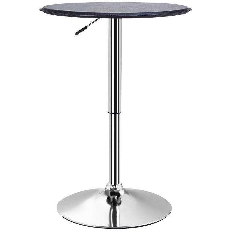 HOMCOM 25" Classic Round Adjustable Faux Leather Chrome Standing Bistro Table, 4 of 8