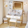 Makeup Vanity Desk with Lighted Mirror, Vanity Set with Table and Chair, 4 Drawers, Power Outlet & Storage Shelves - 2 of 4