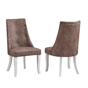 Kings Brand Furniture Elmer Crystal-Tufted Upholstered Fabric Dining Room Chairs, Set of 2 - 1 of 3