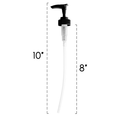 Set of 6 Black Plastic Replacement Pump Tops with 9-Inch Dip Tubes