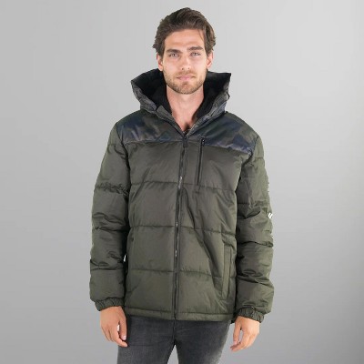 Members Only Mens Twill Block Puffer Jacket