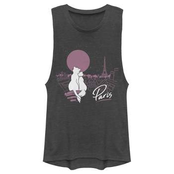 Junior's Women Aristocats Duchess and Thomas Love in Paris Festival Muscle Tee