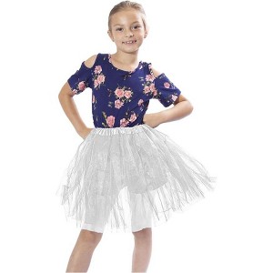 BellaSous Women’s Black Multi-Layered Tutu Skirt, Adult Costume and Dress-Up Skirt for Halloween- White - 1 of 4