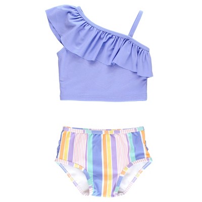 RuffleButts Baby Girls One Shoulder Ruffle Tankini