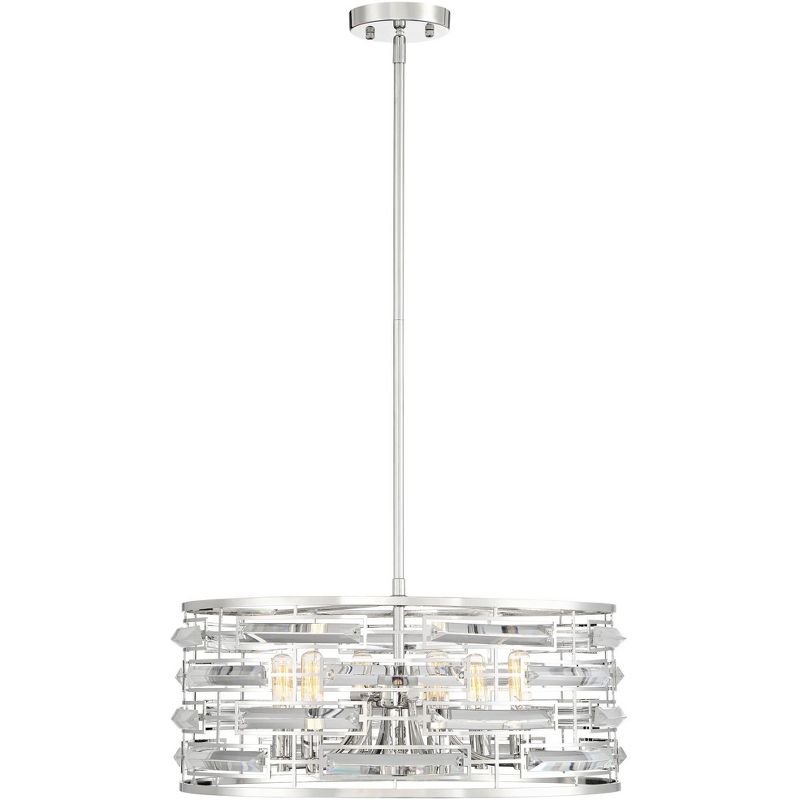 Possini Euro Design Smart Polished Nickel Chandelier 20" Wide Modern Drum Clear Crystal 6-Light Fixture for Dining Room House Foyer Kitchen Island, 5 of 9