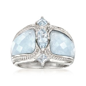 Ross-Simons Milky Aquamarine and 0.85 ct. t.w. Blue Aquamarine Ring in Sterling Silver - 1 of 4