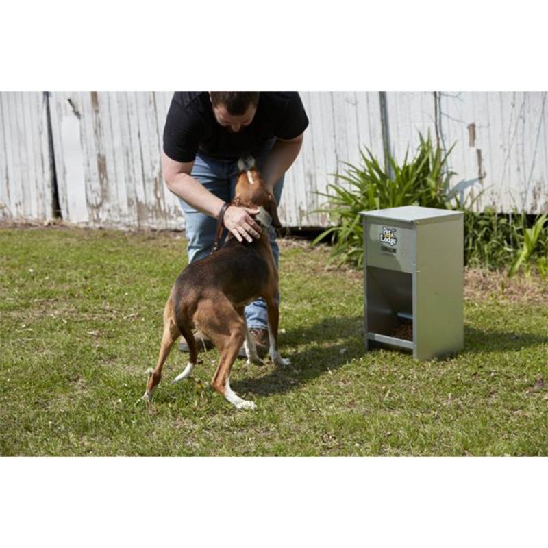 Pet Lodge CH25 Indoor and Outdoor Dry Food Automatic Heavy Gauge Steel Dog Feeder Chow Hound 25lbs. Capacity - Silver, 5 of 7