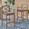 Christopher Knight Home Perla Outdoor Acacia Wood 28.5 Inch Barstools with Weather-Resistant Cushion (Set of 2) - 2 of 4