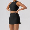Women's High Waisted Tennis Skirt with Built-in Shorts Side Split Athletic Golf Skort - 3 of 4
