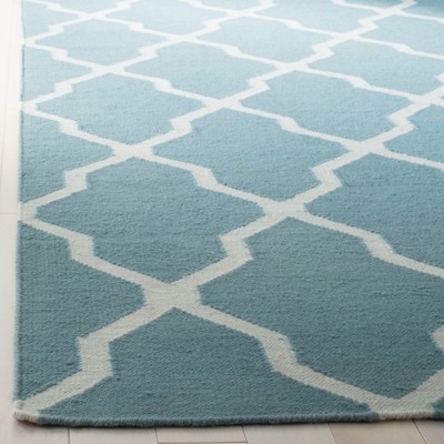 Handwoven Light Blue/Ivory Geometric Wool 3' x 5' Rug