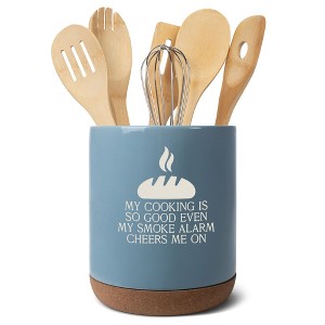 Elanze Designs My Cooking Is So Good Ceramic Cork Bottom Sky Blue Large Capacity Utensil Holder Crock for Countertop Storage, Stylish & Durable for - 1 of 4