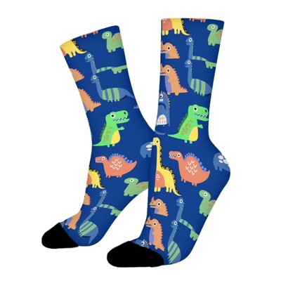 Dinosaur Women Printed Crew Socks Funny Funky Socks Soft Polyester Novelty Gifts for Artists Men