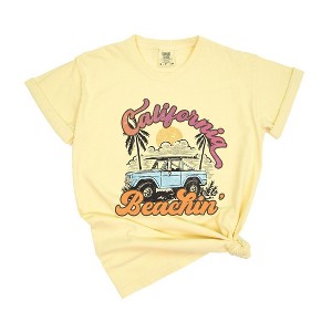 Simply Sage Market Women's California Beachin' Car Short Sleeve Garment Dyed Tee - 1 of 4