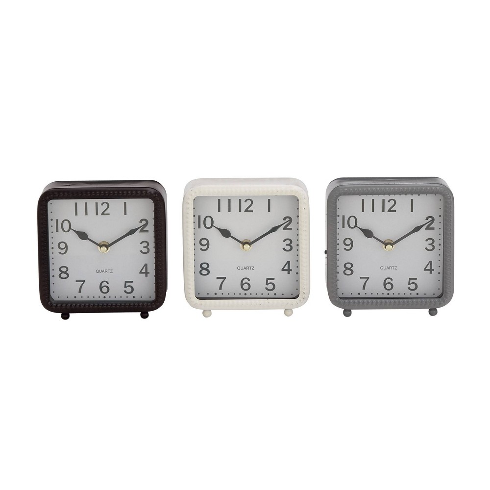 Photos - Wall Clock Set of 3 Metal Clocks Black/White/Gray - Olivia & May