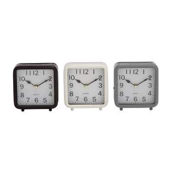 Set of 3 Metal Clocks Black/White/Gray - Olivia & May