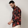 Campus Sutra Men Men's Crimson Red & Navy Blue Artistic Block Shirt - 3 of 4