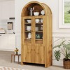 71" Tall Arched Kitchen Pantry Cabinet, Farmhouse Storage Cabinet with Adjustable Shelves, Hidden Drawer, Glass Doors, for Kitchen, Living Room - 3 of 4