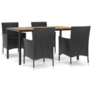 vidaXL Patio Dining Set Set of 4 Black Poly rattan Large Seats Many - 1 of 4