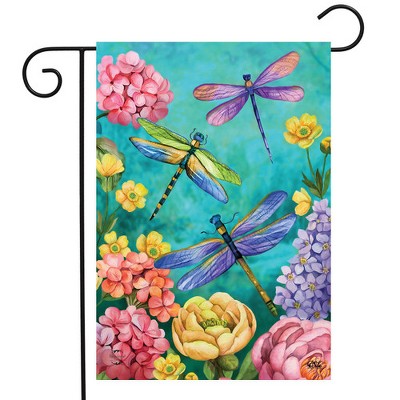 Vibrant Dragonfly and Floral Spring Garden Flag 12.5" x 18"