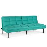 Costway Modern Convertible Futon Sofa Bed Linen Fabric Folding Couch Recliner Grey\Aquamarine\Blue