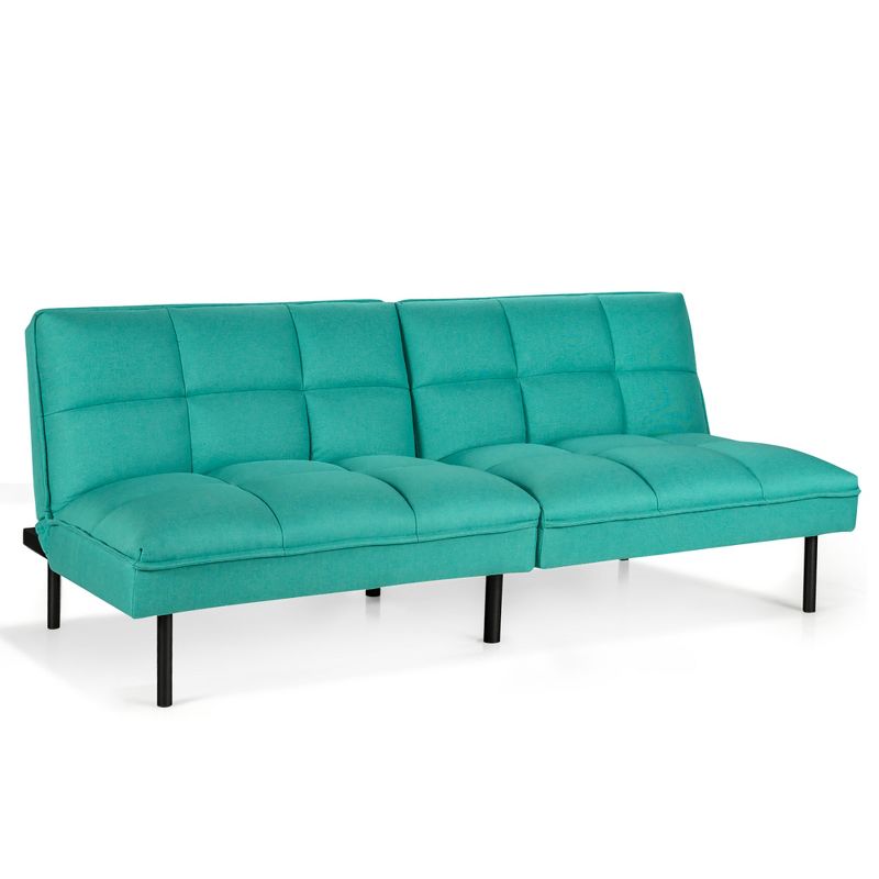 Costway Modern Convertible Futon Sofa Bed Linen Fabric Folding Couch Recliner Grey\Aquamarine\Blue, 1 of 11
