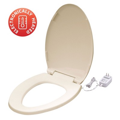 UltraTouch 01921 12 Watt 12 Volt UL Listed Anti Microbial Soft Elongated Bowl Electrically Heated Biscuit Toilet Seat for Standard American Bathrooms