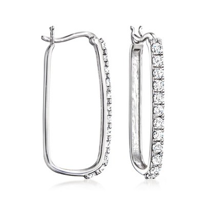 Ross-Simons 1.00 ct. t.w. Diamond Paper Clip Link Hoop Earrings in Sterling Silver