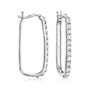 Ross-Simons 1.00 ct. t.w. Diamond Paper Clip Link Hoop Earrings in Sterling Silver - 1 of 4