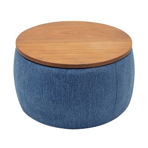Dexmalle Tray Top Upholstered Storage Cocktail Boucle Ottoman - 1 of 4