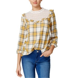 Kensie Womens Lace-Trim Knit Blouse - 1 of 1