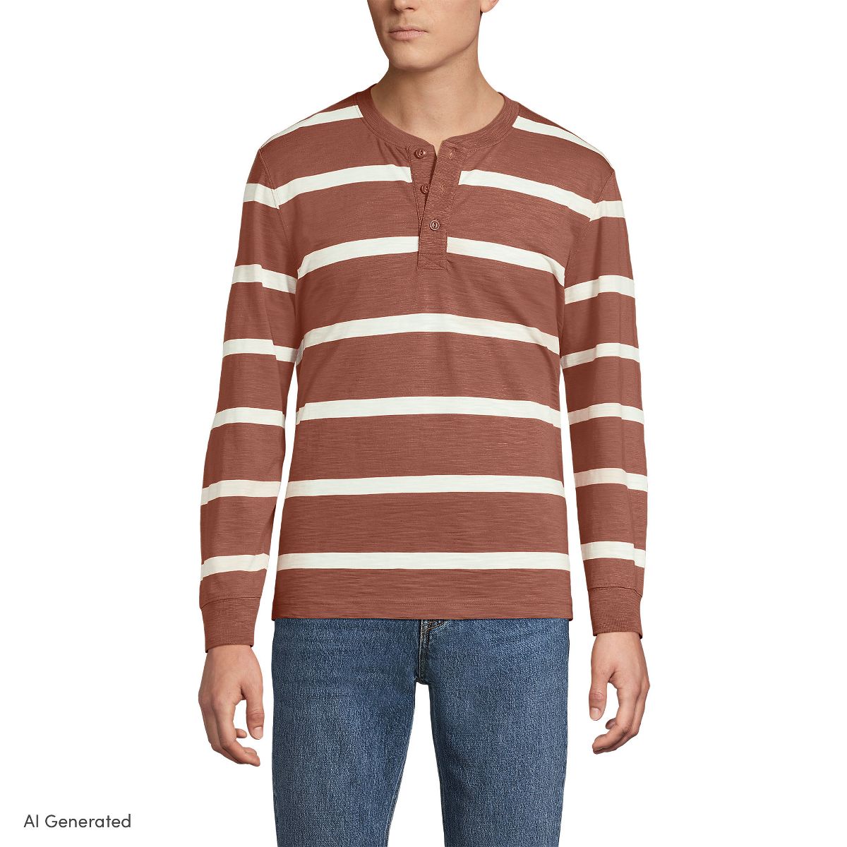 Lands' End Men's Long Sleeve Slub Henley - thumbnail 4