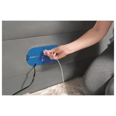 Queen 18'' Gray PVC Air Mattress with Built-in Electric Pump