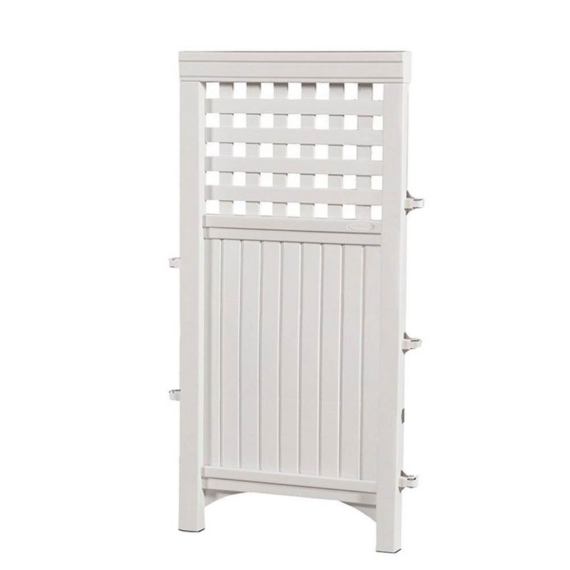Suncast Outdoor Patio Garden 8 Panel Yard Screen Enclosure Gated Fence, White, 2 of 7