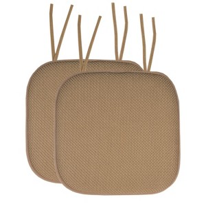 Honeycomb Memory Foam Non-Slip 16" x 16" Chair Cushion Pad with Ties by Sweet Home Collection® - 1 of 4