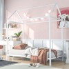 NicBex Twin Size Metal Montessori Bed with House Shaped Frame,Floor Bed for Kids,Modern Toddler Bed for Bedroom,White - 2 of 4