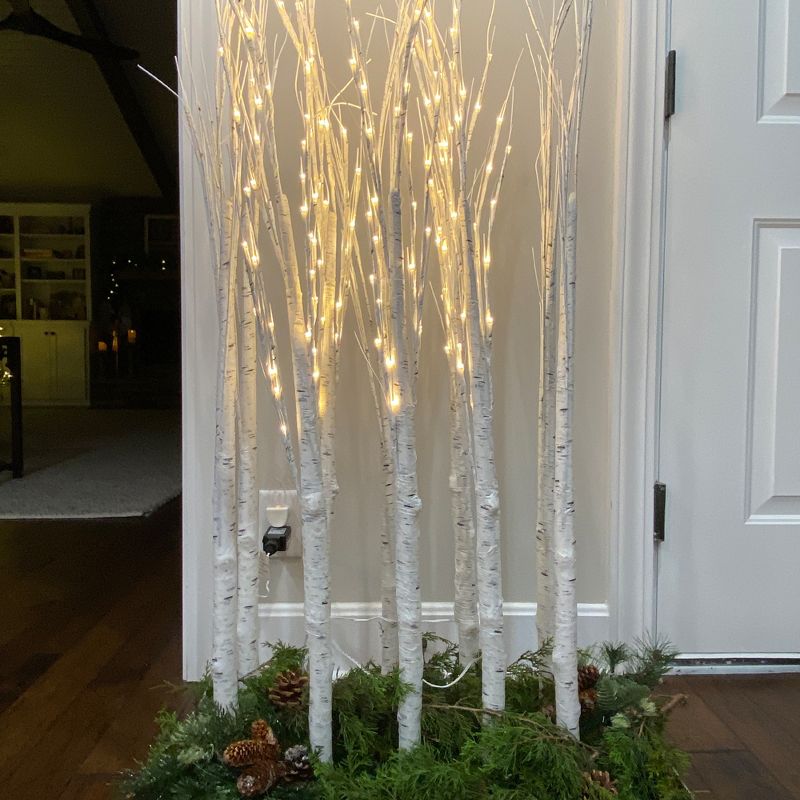 Northlight 4' LED Lighted White Birch Twig Tree Cluster Outdoor Christmas Decoration, 4 of 5