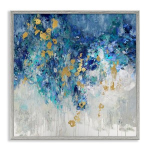 Stupell Industries Abstract Blue Gold Paint Design, 12" x 12" - 1 of 4