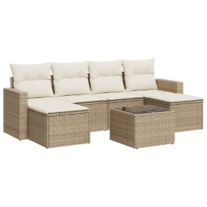 vidaXL Garden Sofa Set Beige PE rattan Large Modular Outdoor Sofa Set - 1 of 4