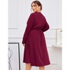 Women's Plus Size Button Down Maxi Dress V Neck Long Sleeve Business Casual Work Polo Shirt Long Dress with Pockets - 3 of 4