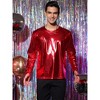 INSPIRE CHIC Men's Round Neck Long Sleeves Shining Disco Metallic T-Shirt - 3 of 4