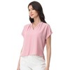 Anna-Kaci Women's Short Sleeve Blouse with Gathered V-Neckline and Rolled Cuffs - 4 of 4