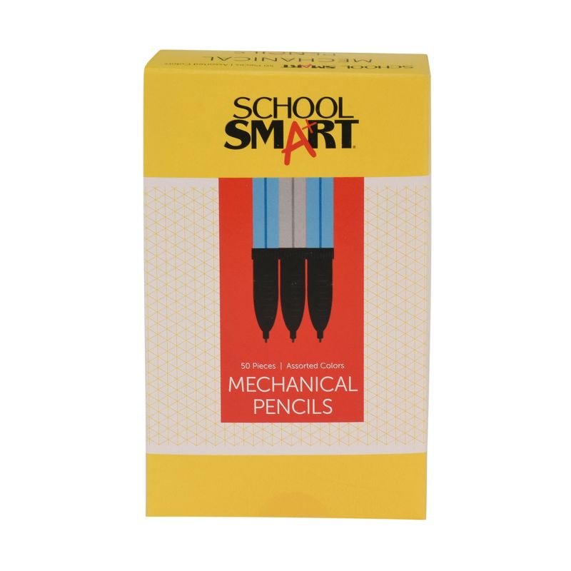 School Smart Mechanical Pencils with Eraser, 0.7 mm Tip, No 2 Lead, Assorted Colors, Pack of 50, 1 of 5