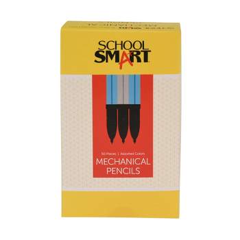 School Smart Mechanical Pencils with Eraser, 0.7 mm Tip, No 2 Lead, Assorted Colors, Pack of 50