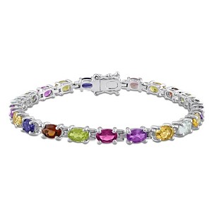 EVERLY JEWELRY |  Sterling Silver 10 1/3 CT TGW Aquamarine Amethyst Citrine Garnet Iolite Peridot Rhodolite Bracelet - 1 of 4